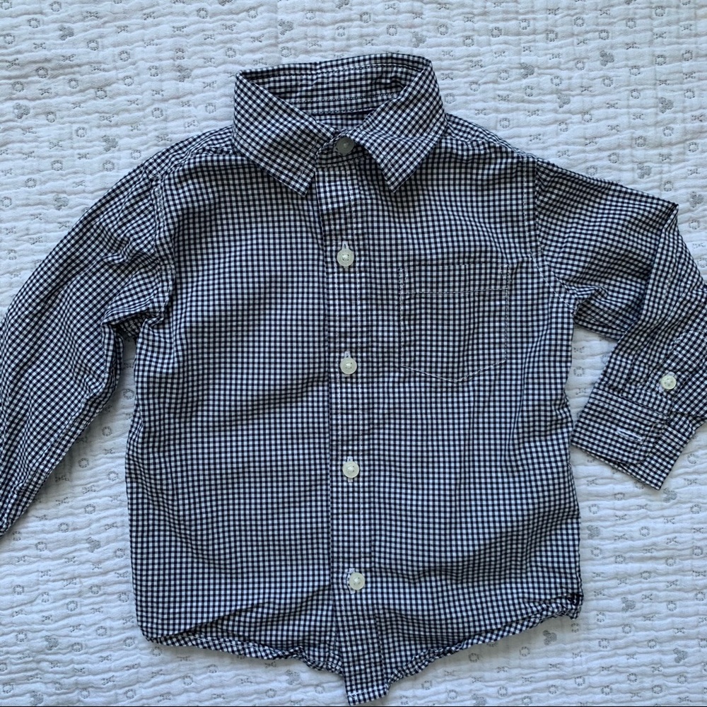 Blue & white checked button down shirt
